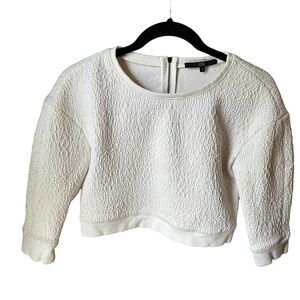 Cream Tibi Cropped Structured Top/Sweatshirt | Size XS